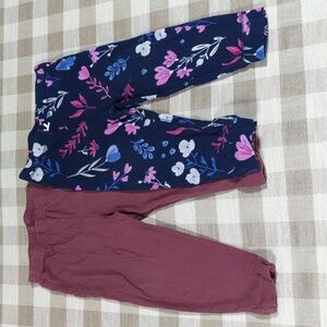 24M Carter's set of 2 pants purple and flowers/floral print